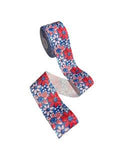Red White Blue 4th of July Floral Grosgrain Cheer Bow Ribbon (1.5" & 3" Wide)