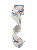 2.5 inch Wired Dodgers on White Sports Team Ribbon