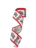 2.5 Inch Wired Red White College White Team Ribbon 10 yard roll)