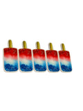 Red White Blue Popsicle Resin Charms – Glossy Craft Embellishments (5cmx2mm)