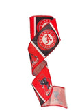 2.5 inch Wired Red and Black College Print Team Ribbon
