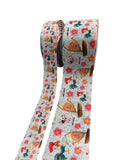 Chickens and Puppies Collage on Grosgrain Ribbon (3 yard increments)