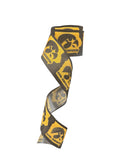 2.5 Inch Wired Iowa Collage on White Football Team Ribbon (sold in 10 yard roll)