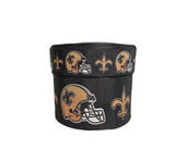1.5 or 3 Inch Wide New Orleans Saints Gold Helmet Football Printed Grosgrain Hair Bow Ribbon (sold in 3 yard increments)
