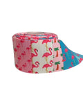 1.5 or 3 Inch Wide Pink Flamingo Collage Printed Grosgrain Cheer Bow Ribbon (sold in 3 yard increments)
