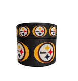 1.5 or 3 Inch Wide Pittsburgh Steelers Collage On Black Printed Grosgrain Hair Bow Ribbon (sold in 3 yard increments)