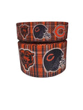 1.5 or 3 Inch Wide Plaid Chicago Bears Printed Grosgrain Hair Bow Ribbon (sold in 3 yard increments)