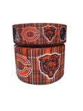 1.5 or 3 Inch Wide Plaid Chicago Bears Printed Grosgrain Hair Bow Ribbon (sold in 3 yard increments)