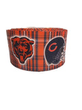 1.5 or 3 Inch Wide Plaid Chicago Bears Printed Grosgrain Hair Bow Ribbon (sold in 3 yard increments)
