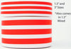 1.5 or 3 Inch Wide Red and White Stripes Printed on Grosgrain Cheer Bow Ribbon (sold in 3 yard increments)