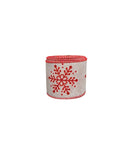 2.5 Inch Wired Christmas Snow Flakes on White Grosgrain Canvas (sold in 10 yard roll)