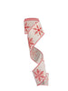 2.5 Inch Wired Christmas Snow Flakes on White Grosgrain Canvas (sold in 10 yard roll)