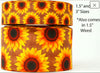 1.5 or 3 Inch Wide Sunflowers on Burlap Printed Grosgrain Cheer Bow Ribbon (sold in 3 yard increments)