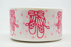 3" Wide Ballerina Shoe on White Printed Grosgrain Cheer Bow Ribbon