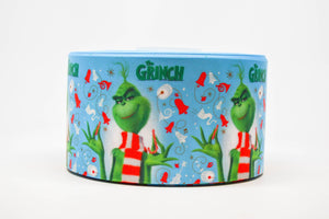 3" Wide Blue Dr. Seuss The Grinch Printed Grosgrain Cheer Bow Ribbon