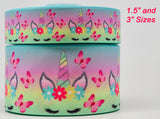 Unicorn & Butterfly Grosgrain Ribbon, Cheer Bow Ribbon (3 Yard)