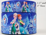 Frozen 2 Grosgrain Ribbon, Blue Printed Cheer Bow Ribbon (3 Yards)