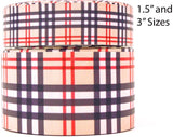 1.5" and 3" Wide Tan Plaid Printed Grosgrain Cheer Bow Ribbon