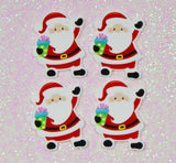4 Quantity - Glossy Flat Back Christmas Santa Claus Resins for Hair Bows or Crafts