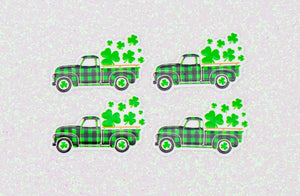 1.5'  Wide St Patrick's Day Plaid Trucks and Shamrocks Printed Grosgrain Hair Bow Ribbon