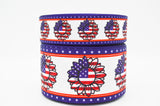 4th of July Sunflower Flag Print Grosgrain Ribbon, Cheer Bow Ribbon