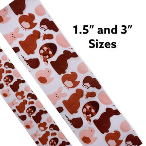 1.5" or 3"  Wide Chocolate Easter Bunnies Printed Grosgrain Hair Bow Ribbon