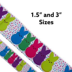 1.5" or 3" Wide Rainbow Easter Peeps with Sprinkles Printed Grosgrain Hair Bow Ribbon