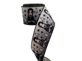 2.5 Inch Wired Halloween Adams Family Ribbon (sold in 10 yard roll)